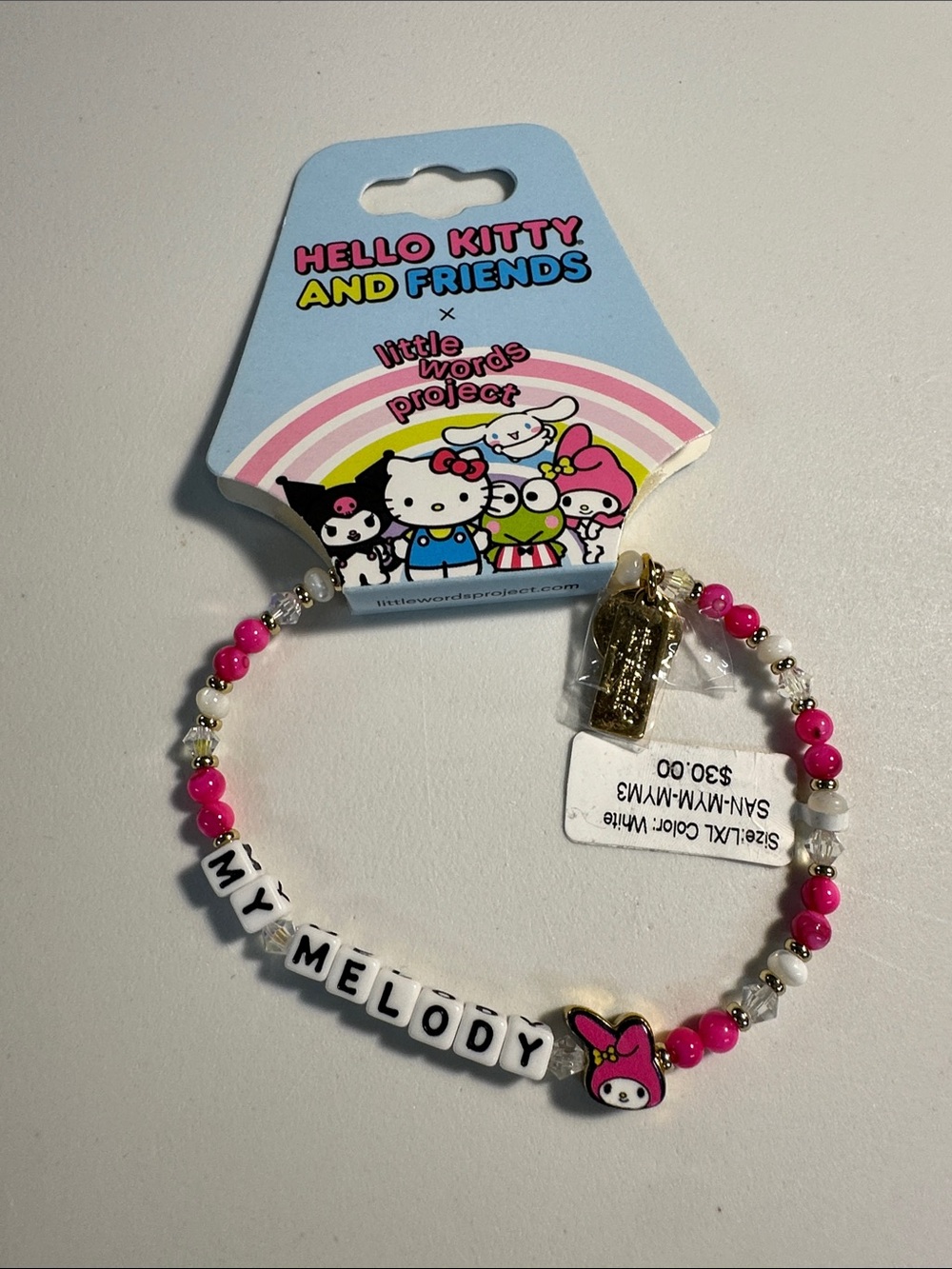 Little Words Project HELLO KITTY “MY MELODY” Bracelet Size LXL Multicolored NW